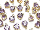 [Video] High Quality Amethyst AAA Bezel Setting Chestnut Faceted 7x7mm 18KGP 2pcs