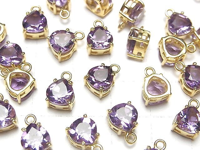 [Video] High Quality Amethyst AAA Bezel Setting Chestnut Faceted 7x7mm 18KGP 2pcs