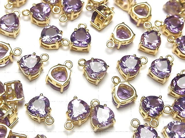 [Video] High Quality Amethyst AAA Bezel Setting Chestnut Faceted 7x7mm 18KGP 2pcs