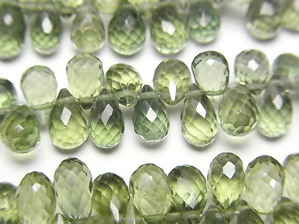 [Video]High Quality Green Apatite AAA Drop Faceted Briolette half or 1strand beads (aprx.7inch/18cm)