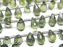 [Video]High Quality Green Apatite AAA Drop Faceted Briolette half or 1strand beads (aprx.7inch/18cm)