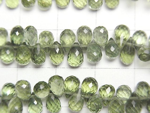 [Video]High Quality Green Apatite AAA Drop Faceted Briolette half or 1strand beads (aprx.7inch/18cm)