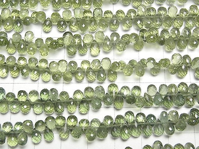 [Video]High Quality Green Apatite AAA Drop Faceted Briolette half or 1strand beads (aprx.7inch/18cm)