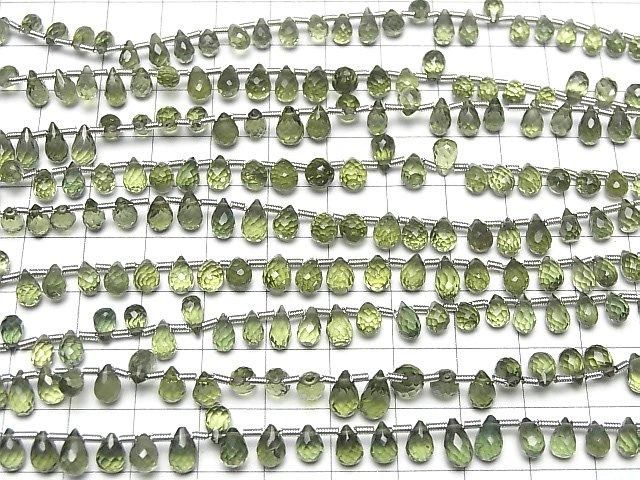 [Video]High Quality Green Apatite AAA Drop Faceted Briolette half or 1strand beads (aprx.7inch/18cm)