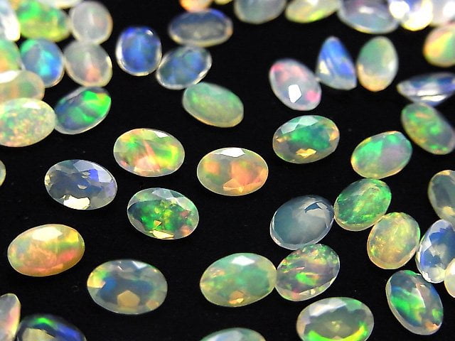 [Video] High Quality Ethiopia Opal AAA Loose stone Oval Faceted 6x4mm 10pcs