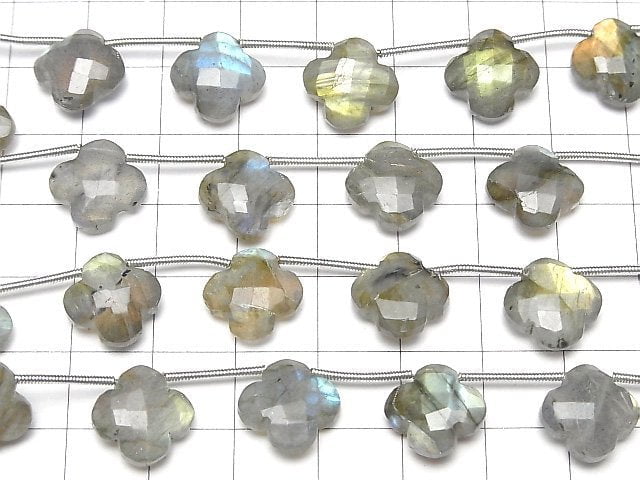 [Video]Labradorite AA+ Flower Motif 12x12x5mm 1strand (9pcs)