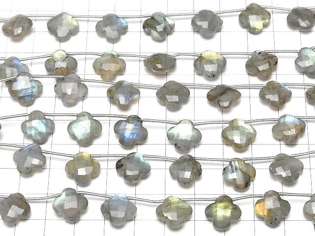 [Video]Labradorite AA+ Flower Motif 12x12x5mm 1strand (9pcs)