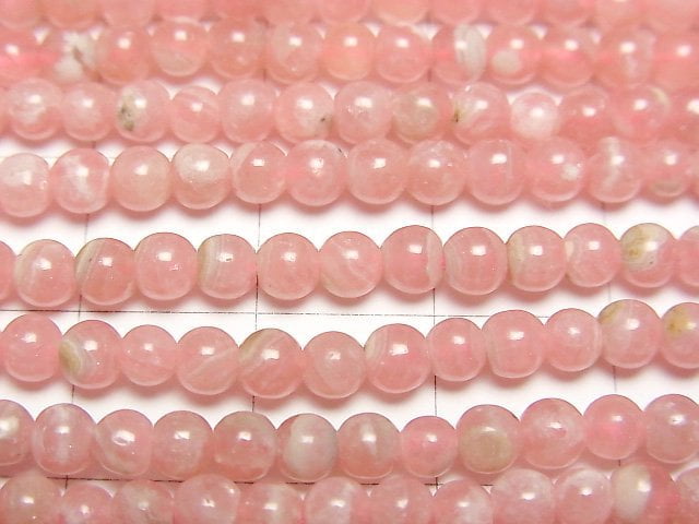 [Video] Argentina Rhodochrosite AAA- Round 4mm half or 1strand beads (aprx.15inch/38cm)