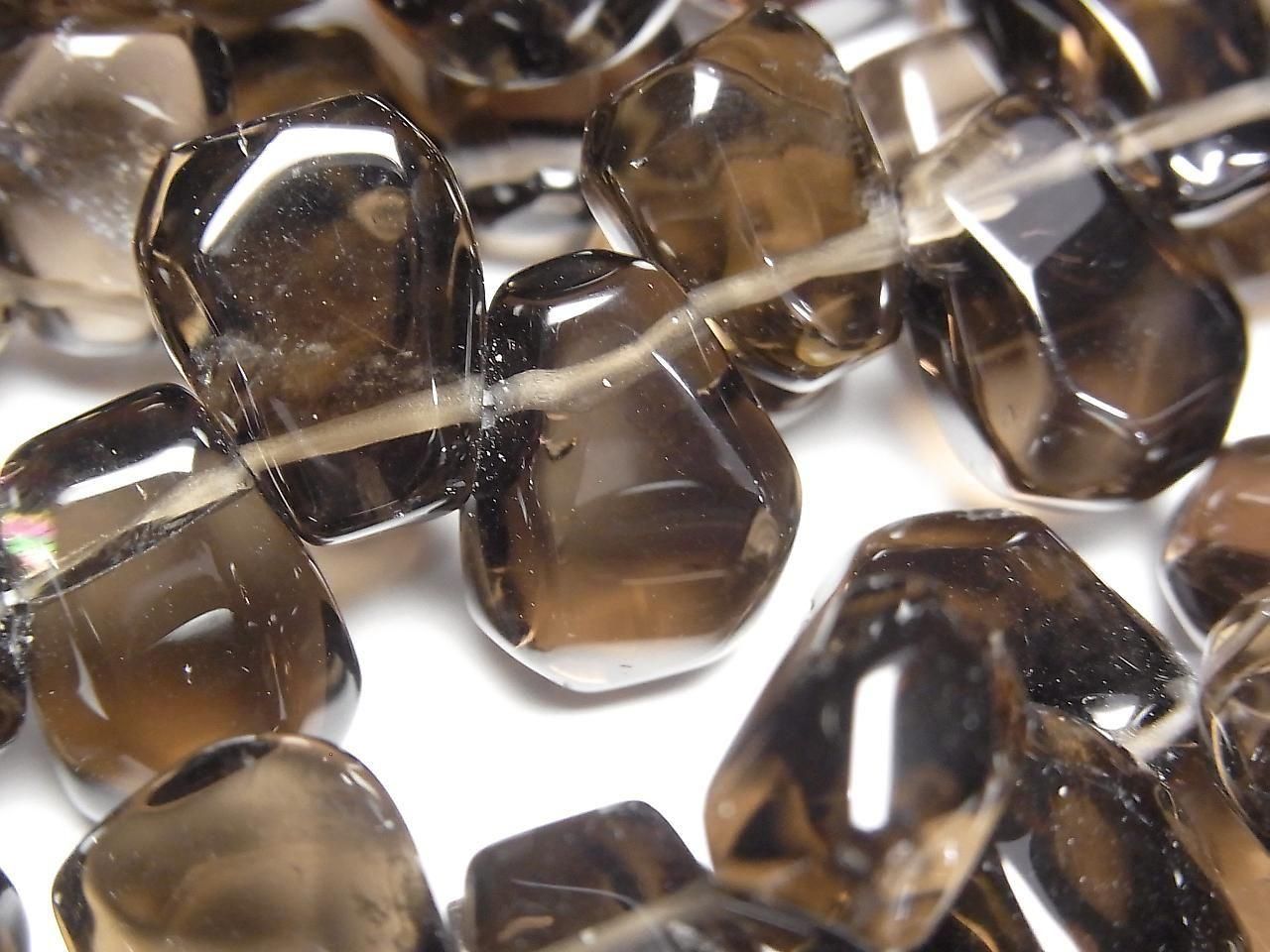 Smoky Quartz  AAA- Faceted Nugget  Top Side Drilled Hole  half or 1strand beads (aprx.15inch/37cm)