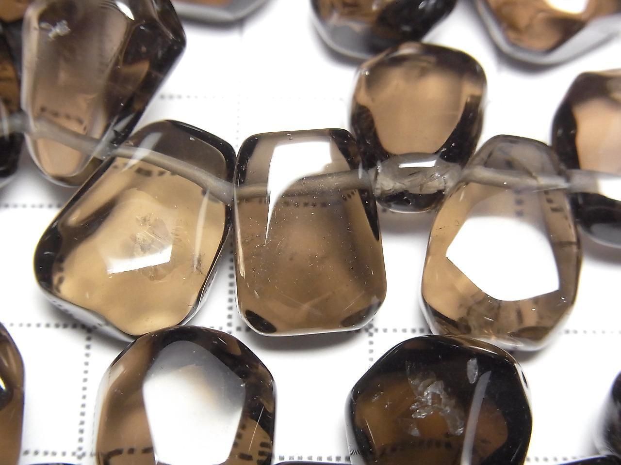 Smoky Quartz  AAA- Faceted Nugget  Top Side Drilled Hole  half or 1strand beads (aprx.15inch/37cm)