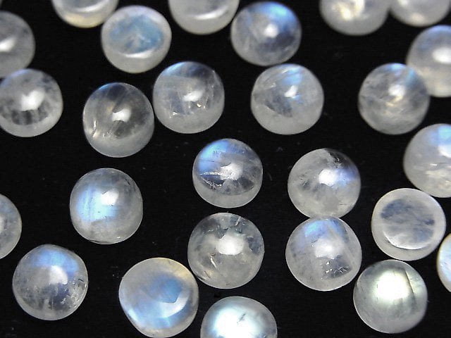 High Quality Rainbow Moonstone AAA- Round Cabochon 7x7mm 4pcs