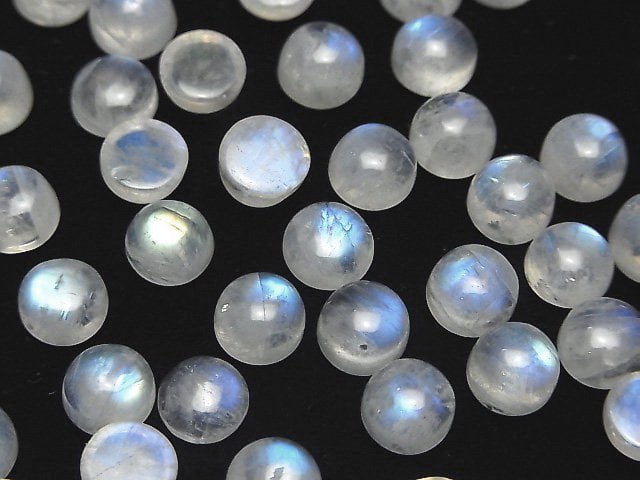 High Quality Rainbow Moonstone AAA- Round Cabochon 7x7mm 4pcs