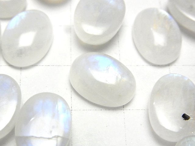 [Video] High Quality Rainbow Moonstone AAA- Oval Cabochon 14x10mm 2pcs