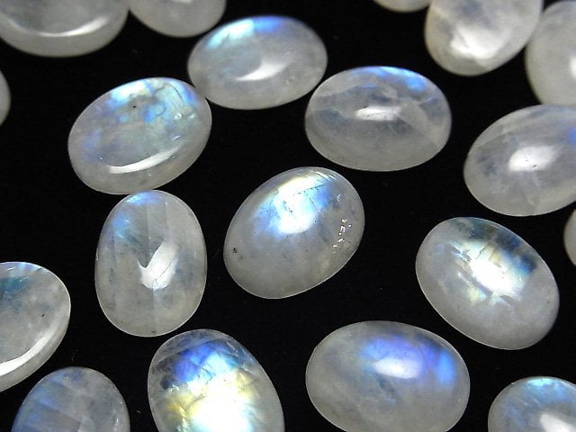 [Video] High Quality Rainbow Moonstone AAA- Oval Cabochon 14x10mm 2pcs