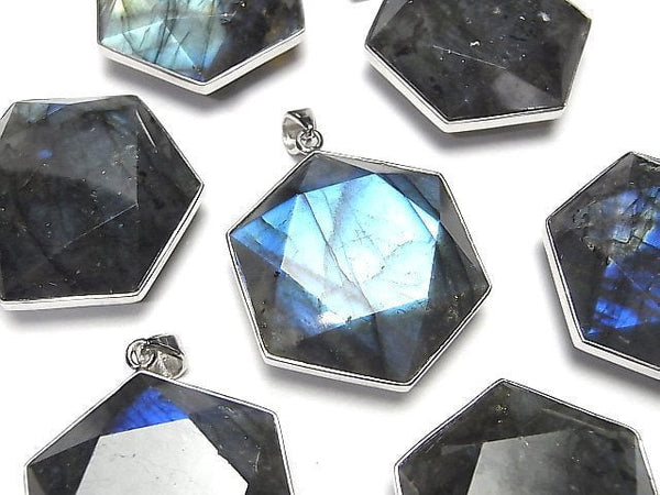 [Video] Labradorite AA++ Hexagram Pendant 33x29mm Silver925