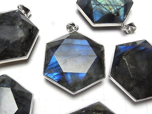 [Video] Labradorite AA++ Hexagram Pendant 33x29mm Silver925