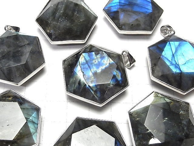 [Video] Labradorite AA++ Hexagram Pendant 33x29mm Silver925