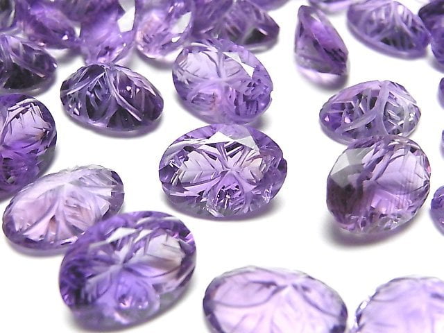 Amethyst, Carving, Oval Gemstone Beads