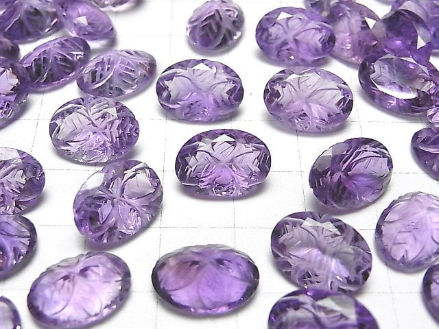 [Video] High Quality Amethyst AAA Carved Oval Faceted 14x10mm 1pc