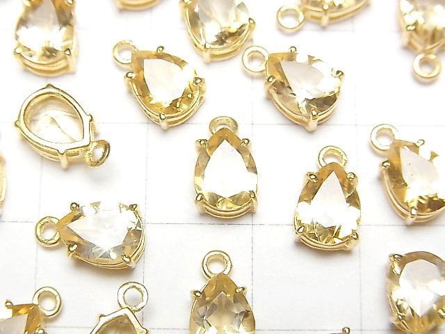 [Video] High Quality Citrine AAA Bezel Setting Pear shape Faceted 8x6mm 18KGP 2pcs