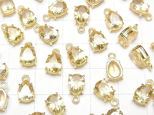 [Video] High Quality Citrine AAA Bezel Setting Pear shape Faceted 8x6mm 18KGP 2pcs