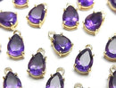 [Video]High Quality Amethyst AAA Bezel Setting Pear shape Faceted 8x6mm 18KGP 2pcs