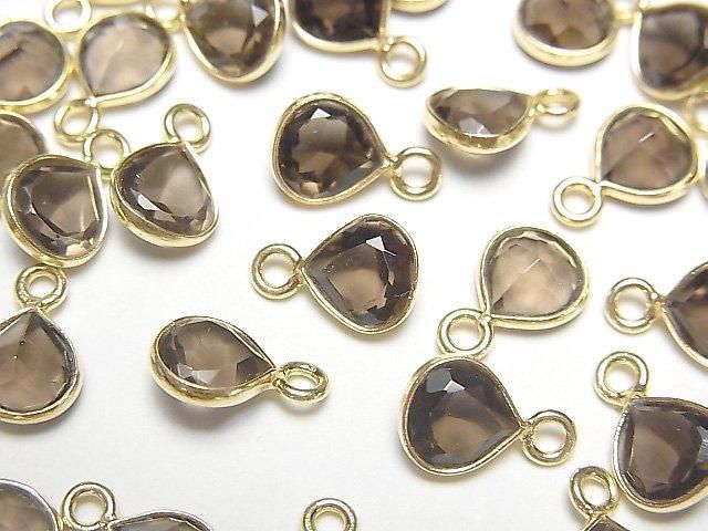 [Video]High Quality Smoky Quartz AAA Bezel Setting Chestnut Faceted 7x7mm 18KGP 3pcs