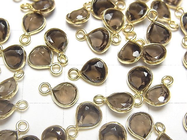 [Video] High Quality Smoky Quartz AAA Bezel Setting Chestnut Faceted 7x7mm 18KGP 4pcs