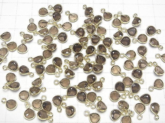 [Video] High Quality Smoky Quartz AAA Bezel Setting Chestnut Faceted 7x7mm 18KGP 4pcs