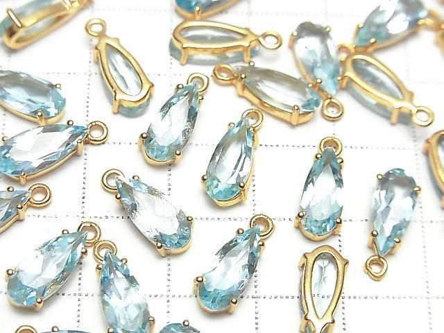 [Video] High Quality Sky Blue Topaz AAA Bezel Setting Pear Shape Faceted 12x5.5mm 18KGP 1pc