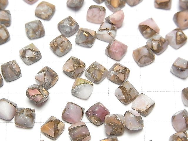 [Video] Copper Pink Opal AAA Sugarloaf Cut 6x6mm 3pcs