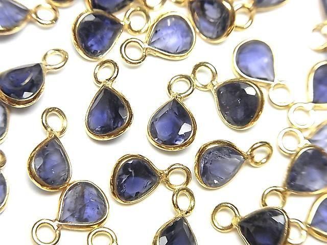 [Video]High Quality Iolite AAA Bezel Setting Chestnut Faceted 7x6.5mm 18KGP 2pcs