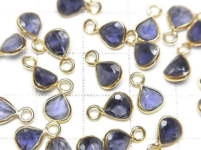 [Video]High Quality Iolite AAA Bezel Setting Chestnut Faceted 7x6.5mm 18KGP 2pcs