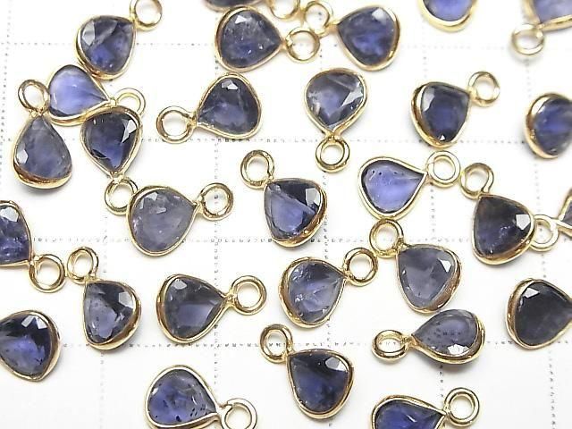 [Video]High Quality Iolite AAA Bezel Setting Chestnut Faceted 7x6.5mm 18KGP 2pcs