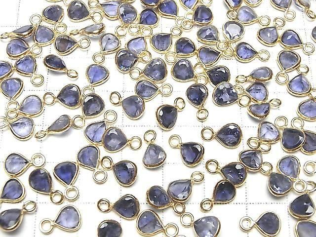 [Video]High Quality Iolite AAA Bezel Setting Chestnut Faceted 7x6.5mm 18KGP 2pcs