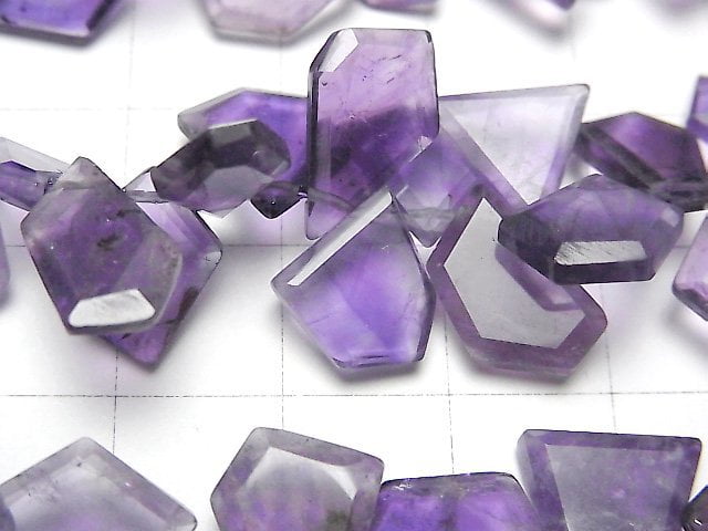 [Video] Amethyst AA++ Rough Slice Faceted 1strand beads (aprx.6inch / 16cm)