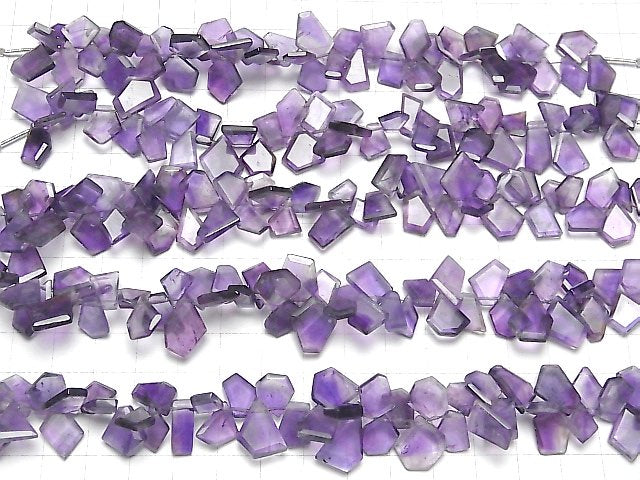 [Video] Amethyst AA++ Rough Slice Faceted 1strand beads (aprx.6inch / 16cm)