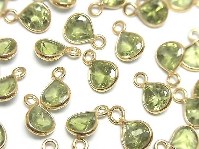 [Video]High Quality Peridot AAA Bezel Setting Chestnut Faceted 7x6.5mm 18KGP 2pcs