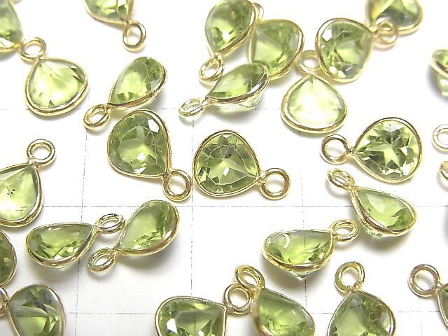 [Video]High Quality Peridot AAA Bezel Setting Chestnut Faceted 7x7mm 18KGP 2pcs