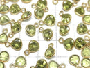 [Video]High Quality Peridot AAA Bezel Setting Chestnut Faceted 7x6.5mm 18KGP 2pcs