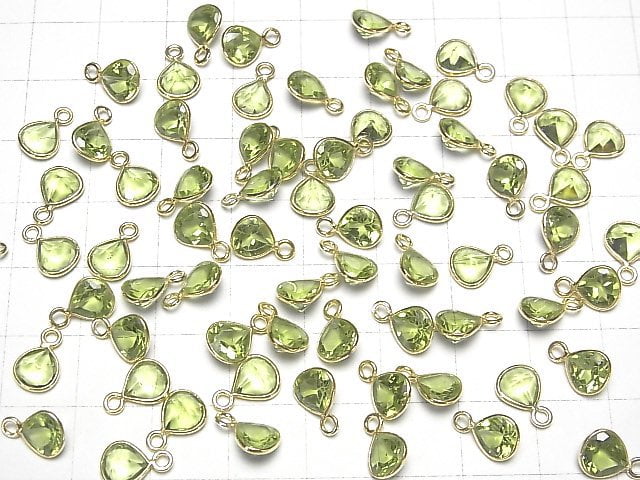 [Video]High Quality Peridot AAA Bezel Setting Chestnut Faceted 7x7mm 18KGP 2pcs