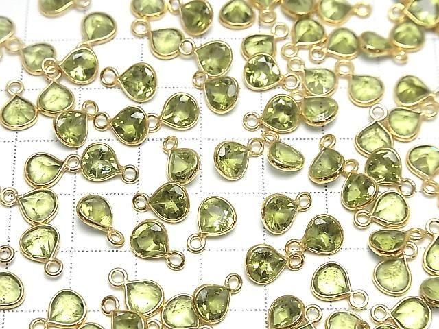 [Video]High Quality Peridot AAA Bezel Setting Chestnut Faceted 7x6.5mm 18KGP 2pcs