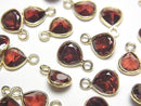 [Video]High Quality Mozambique Garnet AAA Bezel Setting Chestnut Faceted 7x7mm 18KGP 3pcs