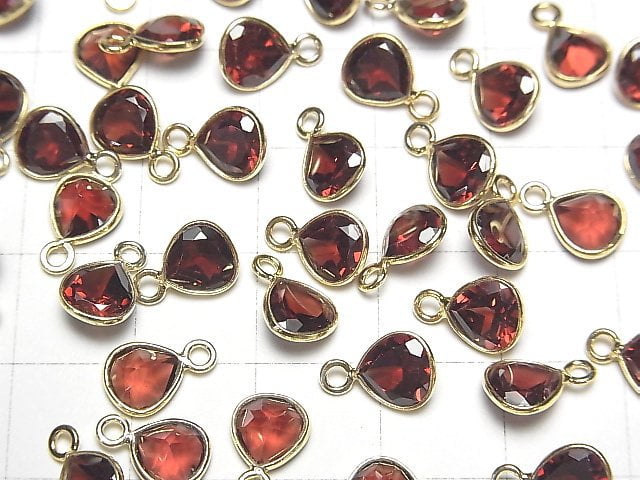 [Video]High Quality Mozambique Garnet AAA Bezel Setting Chestnut Faceted 7x7mm 18KGP 3pcs