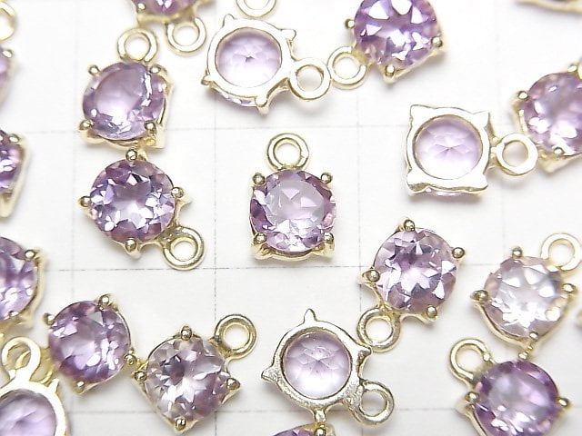 [Video] High Quality Amethyst AAA Bezel Setting Round Faceted 6x6mm 18KGP 2pcs