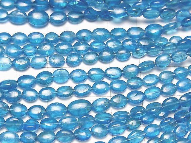 [Video] High Quality Neon Blue Apatite AA++ Oval half or 1strand beads (aprx.15inch / 36cm)