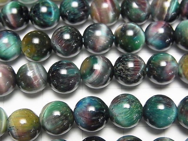 [Video] Mixed Color Tiger's Eye AAA- Round 8mm 1strand beads (aprx.15inch / 36cm)