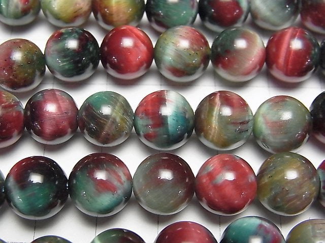 [Video] Mixed Color Tiger's Eye AAA- Round 10mm 1strand beads (aprx.15inch / 37cm)