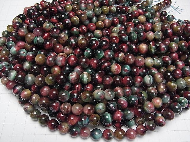 [Video] Mixed Color Tiger's Eye AAA- Round 10mm 1strand beads (aprx.15inch / 37cm)