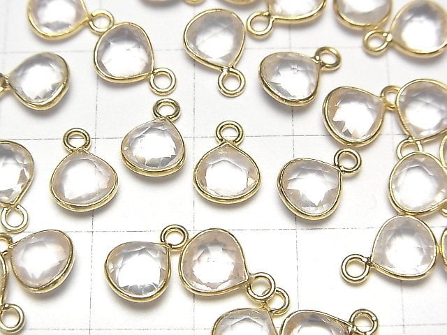 [Video] High Quality Rose Quartz AAA Bezel Setting Chestnut Shape 7x7mm 18KGP 4pcs